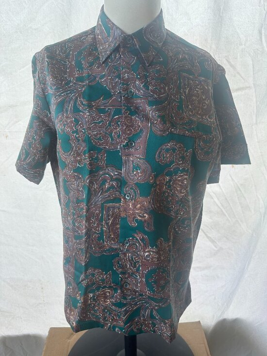 Tori Richard Other - Vintage Tori Richard Men's Green Brown Gray Wave Pattern Hawaiian Shirt Medium